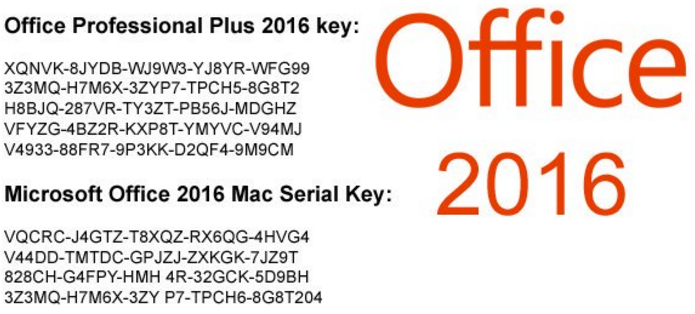 free activation key ms office 2016